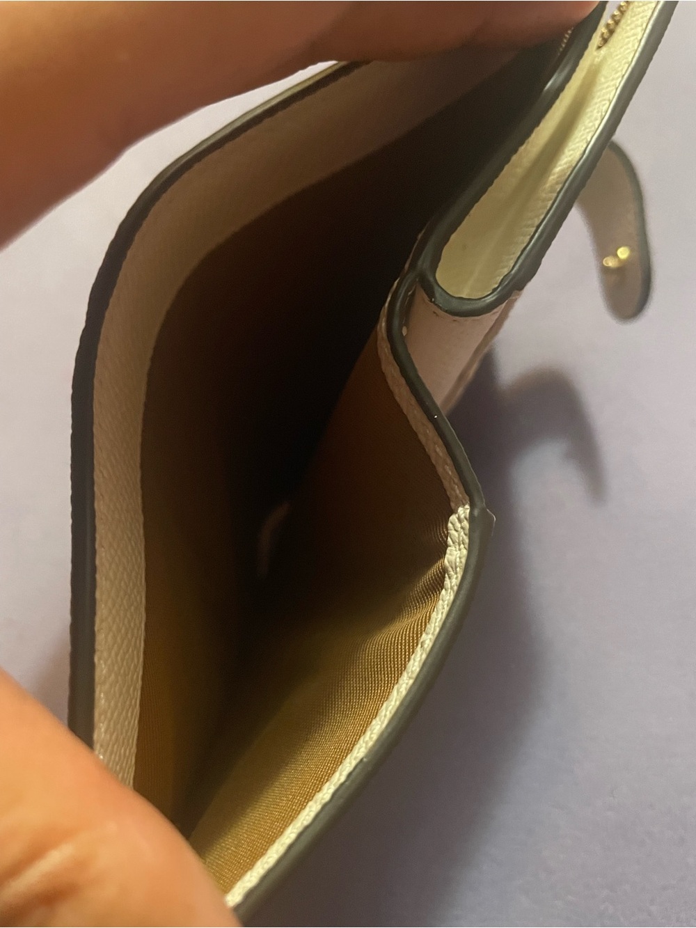 Coach Medium corner zip Pebbled Leather Small Wallet - Cream - Picture 5 of 9